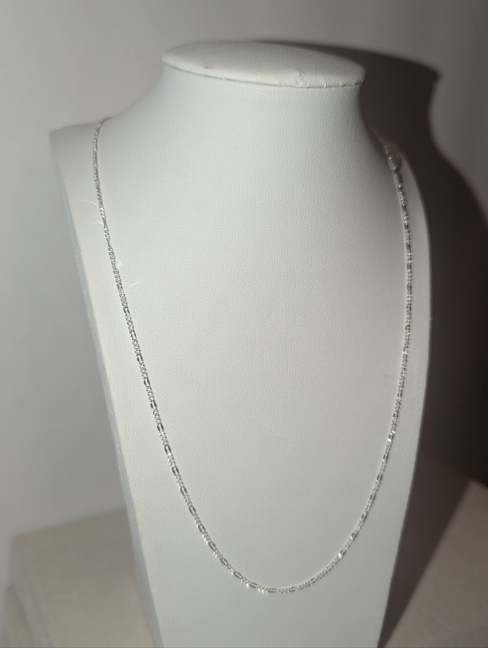 18K Brazilian Wht Gold‑Filled Mini Figaro Chain – Durable  Non tarnish  18" NEW!